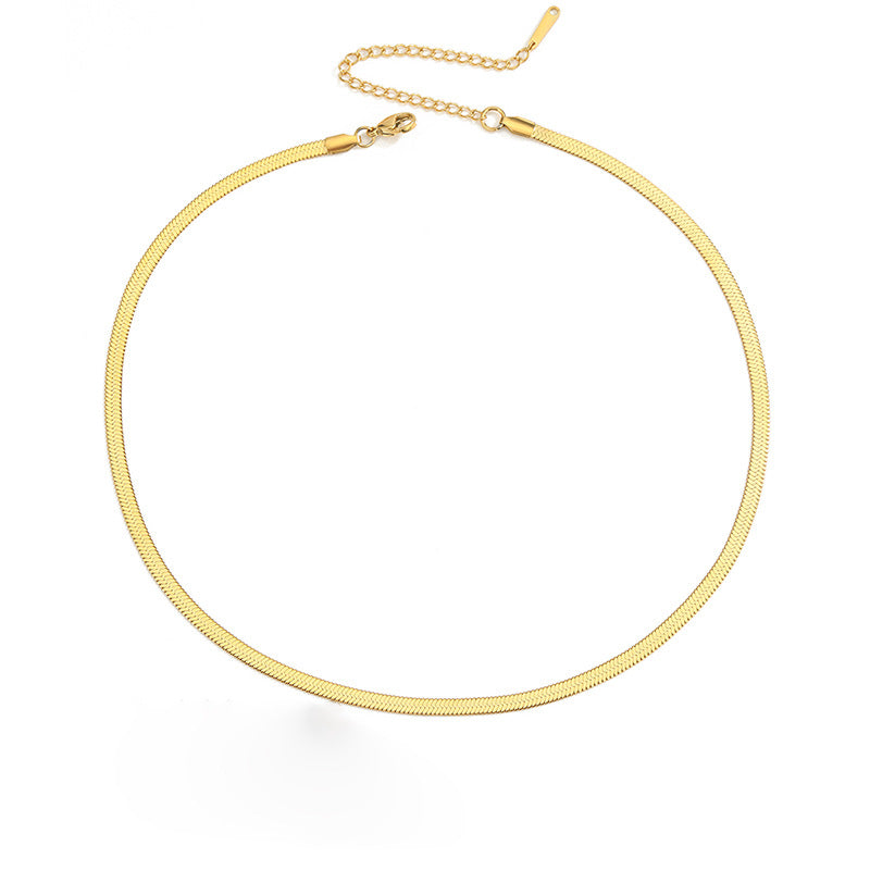 Platte slangenketting goudkleurig