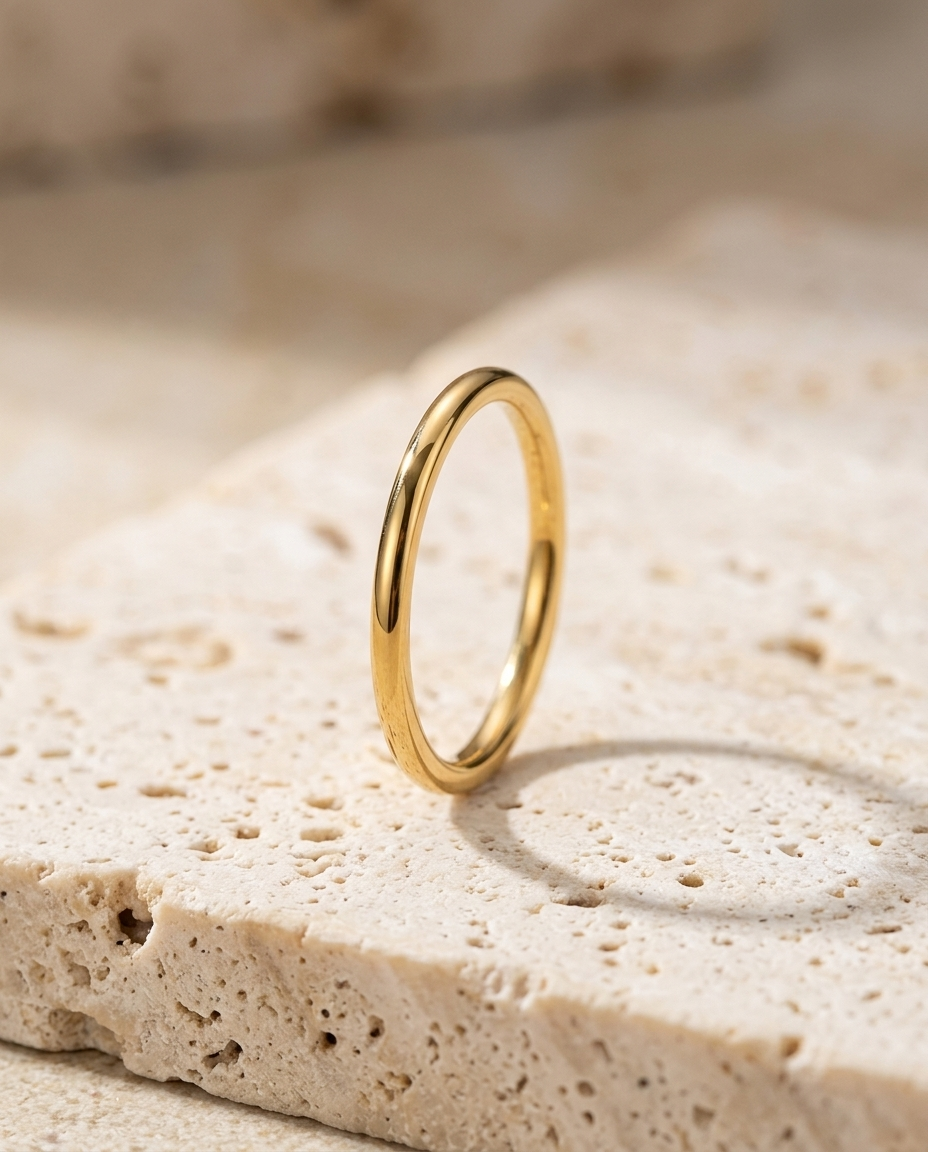 De dunne gladde ring van 2 mm van Ambrelle op travertijn